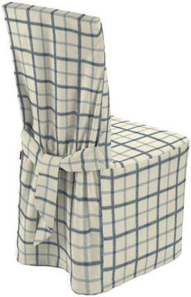 Dekoria Sukienka na krzesło ecru tło niebieska kratka 45×94 cm Avinon