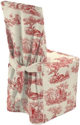 Dekoria Sukienka na krzesło tło ecru czerwone postacie 45×94 cm Avinon