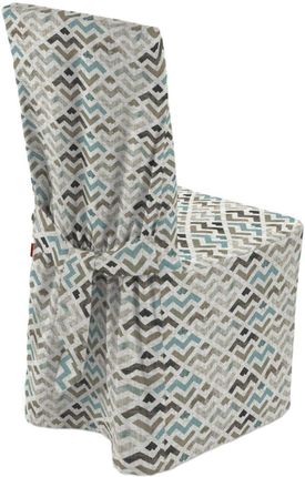Dekoria Sukienka na krzesło wzór geometryczny w odcieniach pastelowego błękitu i beżu na jasnym tle 45×94 cm Modern