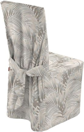Dekoria Sukienka na krzesło beżowo kremowe liście palmy na białym tle w 45×94 cm Gardenia