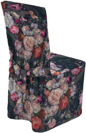 Dekoria Sukienka na krzesło wielobarwne kwiaty na ciemnym tle 45×94 cm Gardenia