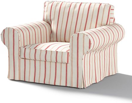 Dekoria Pokrowiec na fotel Ektorp ecru tło czerwone paski 103×82×73 cm Avinon