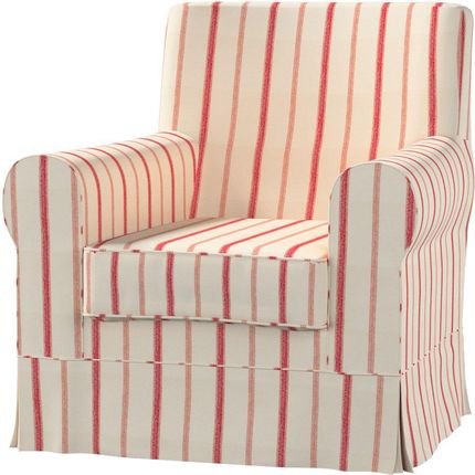 Dekoria Pokrowiec na fotel Ektorp Jennylund ecru tło czerwone paski 78×85×84 cm Avinon