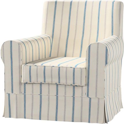 Dekoria Pokrowiec na fotel Ektorp Jennylund ecru tło niebieskie paski 78×85×84 cm Avinon