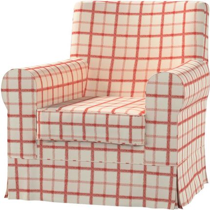 Dekoria Pokrowiec na fotel Ektorp Jennylund ecru tło czerwona kratka 78×85×84 cm Avinon