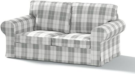 Dekoria Pokrowiec na sofę Ektorp 2 osobową rozkładaną model do 2012 krata szaro biała 195×90×73 cm Edinburgh