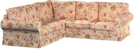 Dekoria Pokrowiec Ektorp na sofę narożną duże kwiaty na kremowym tle 240/136×82×73 cm Londres