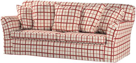 Dekoria Pokrowiec na sofę Tomelilla 3 osobową rozkładaną ecru tło czerwona kratka 197×95×75 cm Avinon