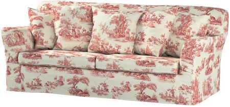 Dekoria Pokrowiec na sofę Tomelilla 3 osobową rozkładaną tło ecru czerwone postacie 197×95×75 cm Avinon