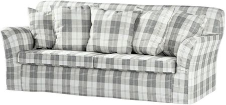 Dekoria Pokrowiec na sofę Tomelilla 3 osobową rozkładaną krata szaro biała 197×95×75 cm Edinburgh