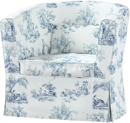 Dekoria Pokrowiec na fotel Ektorp Tullsta tło ecru niebieskie postacie 79×69×78 cm Avinon