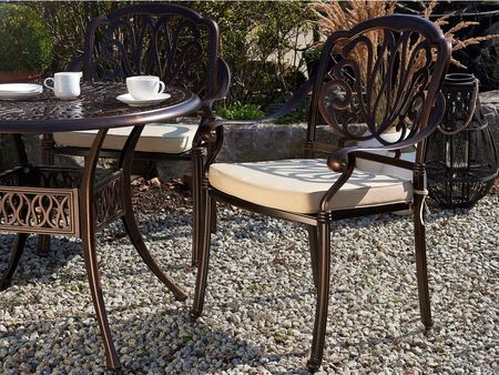 Beliani Zestaw 4 krzeseł vintage aluminium z poduszkami ciemny brąz beżowe Ancona