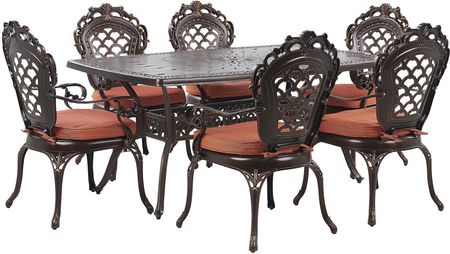 Beliani Zestaw ogrodowy stół i 6 krzeseł brązowy LIZZANO