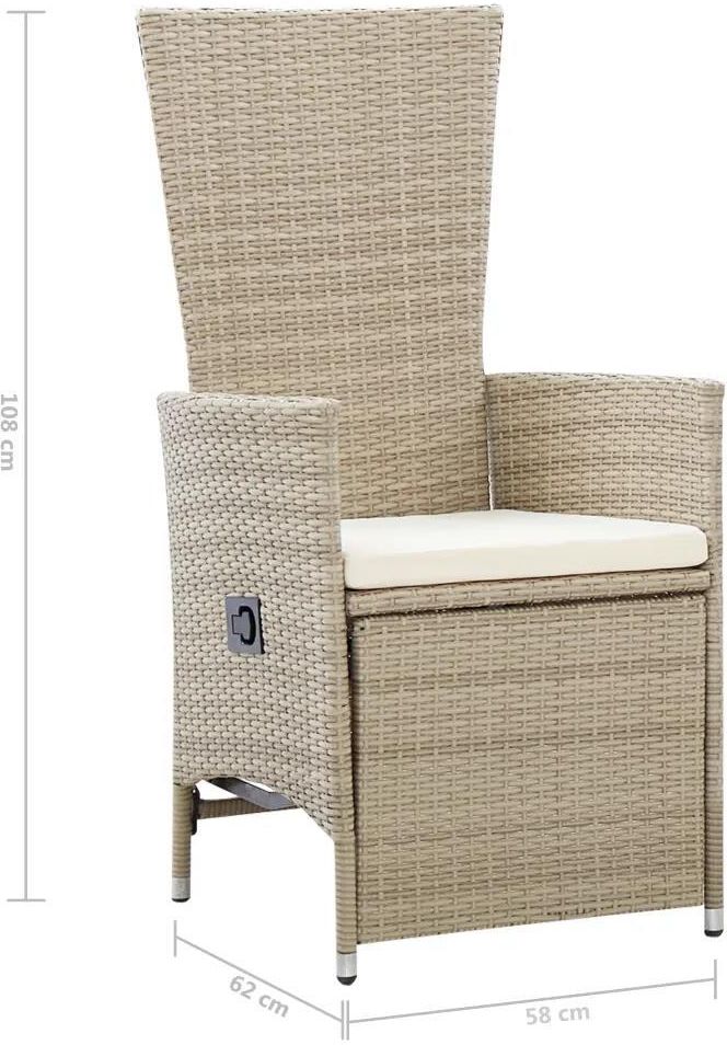 vidaXL Rozkładane krzesła ogrodowe 2 szt. poduszki rattan PE beżowe 46046 - zdjęcie 1 vidaXL Rozkładane krzesła ogrodowe 2 szt. poduszki rattan PE beżowe 46046