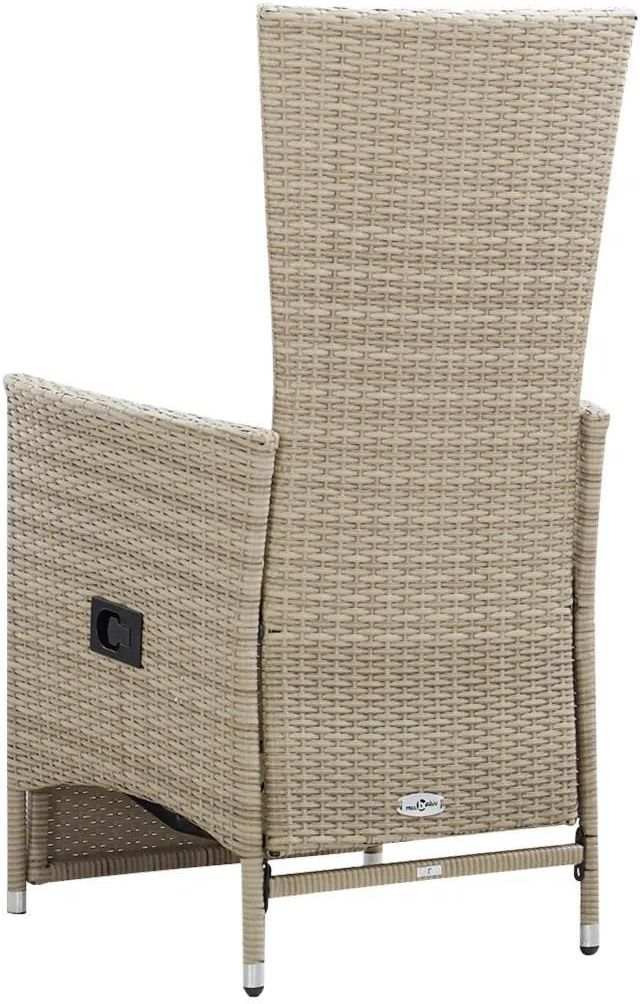 vidaXL Rozkładane krzesła ogrodowe 2 szt. poduszki rattan PE beżowe 46046 - zdjęcie 2 vidaXL Rozkładane krzesła ogrodowe 2 szt. poduszki rattan PE beżowe 46046