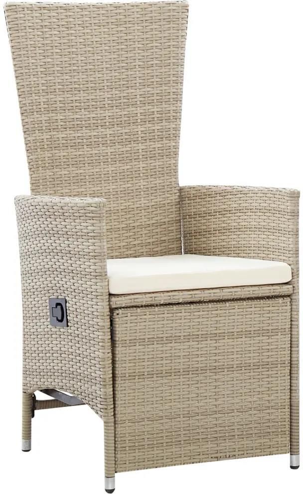 vidaXL Rozkładane krzesła ogrodowe 2 szt. poduszki rattan PE beżowe 46046 - zdjęcie 3 vidaXL Rozkładane krzesła ogrodowe 2 szt. poduszki rattan PE beżowe 46046