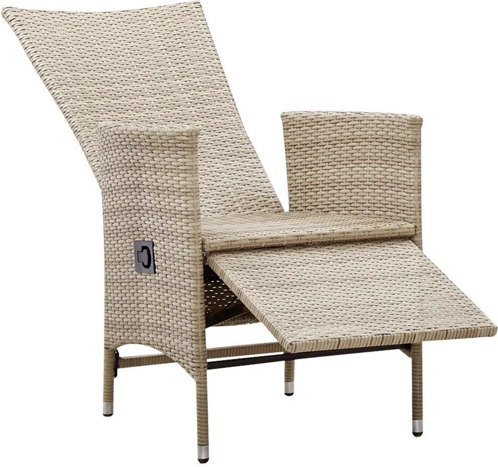 vidaXL Rozkładane krzesła ogrodowe 2 szt. poduszki rattan PE beżowe 46046 - zdjęcie 5 vidaXL Rozkładane krzesła ogrodowe 2 szt. poduszki rattan PE beżowe 46046