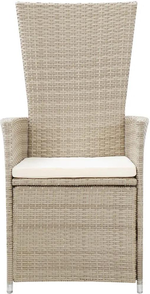 vidaXL Rozkładane krzesła ogrodowe 2 szt. poduszki rattan PE beżowe 46046 - zdjęcie 7 vidaXL Rozkładane krzesła ogrodowe 2 szt. poduszki rattan PE beżowe 46046