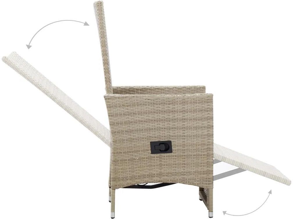 vidaXL Rozkładane krzesła ogrodowe 2 szt. poduszki rattan PE beżowe 46046 - zdjęcie 8 vidaXL Rozkładane krzesła ogrodowe 2 szt. poduszki rattan PE beżowe 46046