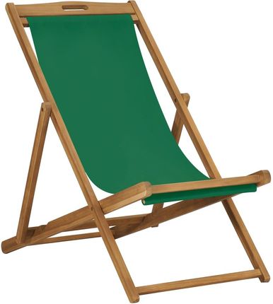 vidaXL Składany leżak plażowy lite drewno tekowe zielony 47416