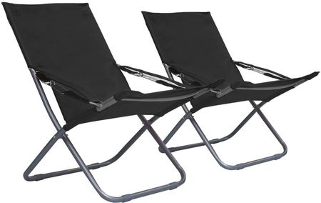 vidaXL Składane krzesła plażowe 2 szt. tkanina czarne 47903