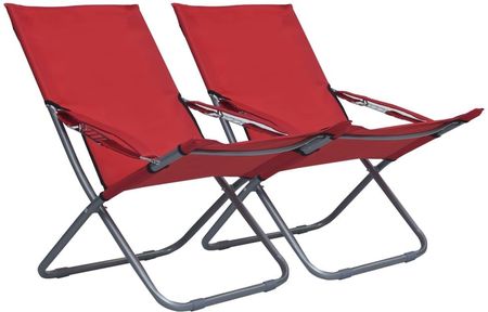 vidaXL Składane krzesła plażowe 2 szt. tkanina czerwone 47904
