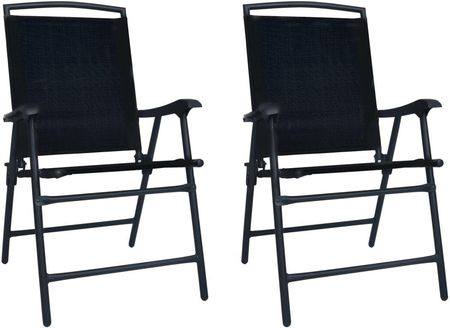 vidaXL Składane krzesła ogrodowe 2 szt. tworzywo textilene czarne 47923