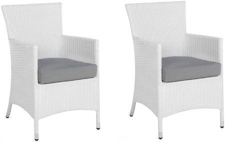 Beliani Zestaw 2 nowoczesnych krzeseł ogrodowych z rattanu biały Italy