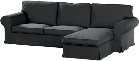 Dekoria Pokrowiec na sofę Ektorp 2 osobową i leżankę grafitowy szenil 252×163×88 cm Chenille
