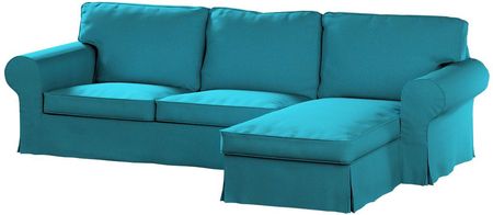Dekoria Pokrowiec na sofę Ektorp 2 osobową i leżankę turkus 252×163×88 cm Etna