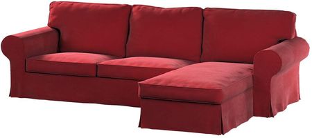 Dekoria Pokrowiec na sofę Ektorp 2 osobową i leżankę intensywna czerwień 252×163×88 cm Velvet