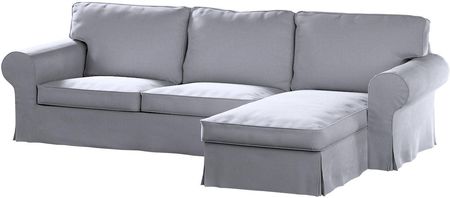 Dekoria Pokrowiec na sofę Ektorp 2 osobową i leżankę srebrzysty szary 252×163×88 cm Velvet