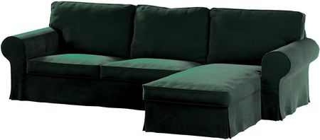 Dekoria Pokrowiec na sofę Ektorp 2 osobową i leżankę ciemny zielony 252×163×88 cm Velvet