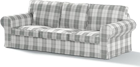 Dekoria Pokrowiec na sofę Ektorp 3 osobową nierozkładaną krata szaro biała 216×83×73 cm Edinburgh
