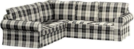 Dekoria Pokrowiec Ektorp na sofę narożną krata czarno biała 240/136×82×73 cm Edinburgh