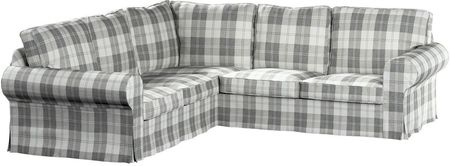 Dekoria Pokrowiec Ektorp na sofę narożną krata szaro biała 240/136×82×73 cm Edinburgh