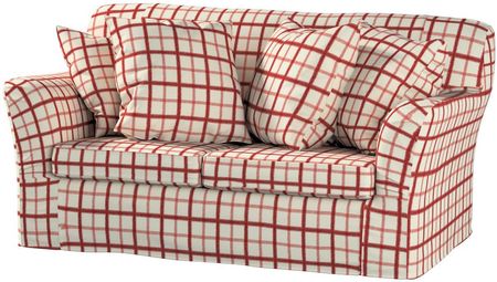 Dekoria Pokrowiec na sofę Tomelilla 2 osobową nierozkładaną ecru tło czerwona kratka 156×80×76 cm Avinon