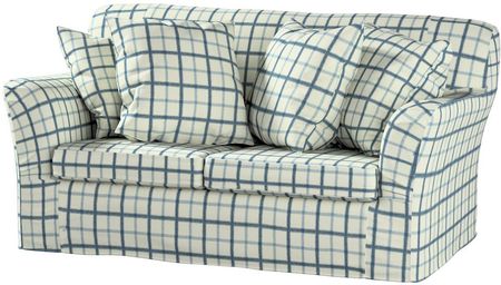 Dekoria Pokrowiec na sofę Tomelilla 2 osobową nierozkładaną ecru tło niebieska kratka 156×80×76 cm Avinon