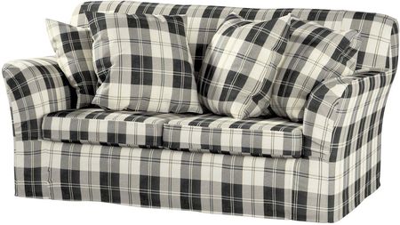 Dekoria Pokrowiec na sofę Tomelilla 2 osobową nierozkładaną krata czarno biała 156×80×76 cm Edinburgh