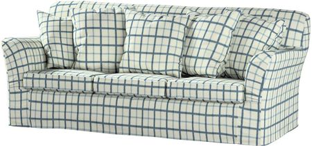 Dekoria Pokrowiec na sofę Tomelilla 3 osobową nierozkładaną ecru tło niebieska kratka 194×80×76 cm Avinon