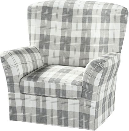 Dekoria Pokrowiec na fotel Tomelilla z zakładkami krata szaro biała 78×60×88 cm Edinburgh