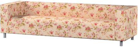 Dekoria Pokrowiec na sofę Klippan 4 osobową duże kwiaty na kremowym tle 246×86×58 cm Londres