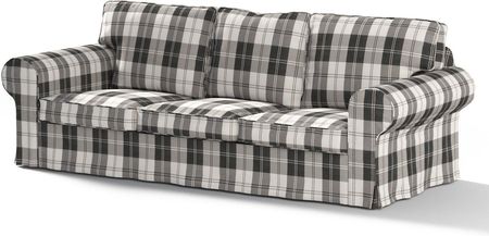 Dekoria Pokrowiec na sofę Ektorp 3 osobową rozkładaną krata czarno biała 218×88×88 cm Edinburgh