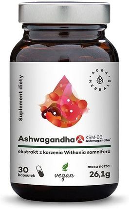 Kapsułki Aura Herbals Ashwaganda KSM - 66 korzeń 500 mg 30 szt.