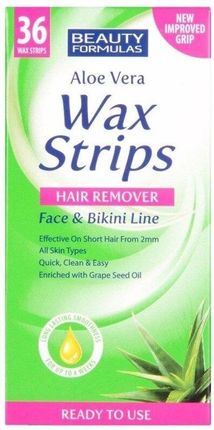 Beauty Formulas Wax Strips Hair Remover Plastry Do Depilacji Twarzy I Okolic Bikini Aloe Vera 36Szt.
