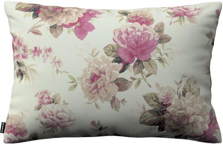 Dekoria Poszewka Kinga na poduszkę prostokątną różowo-beżowe róże na kremowym tle 60 × 40 cm Mirella