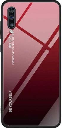 Hurtel Gradient Glass etui nakładka ze szkła hartowanego Samsung Galaxy A70 czarno-czerwony 