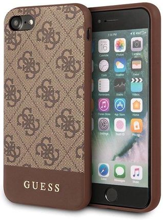 Guess iPhone 7/8/SE 2020 brązowy/brown hard case 4G Stripe Collection (GUHCI8G4GLBR)
