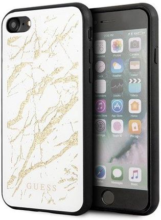 Guess GUHCI8MGGWH iPhone 7/8/SE 2020 biały/white hard case Glitter Marble Glass