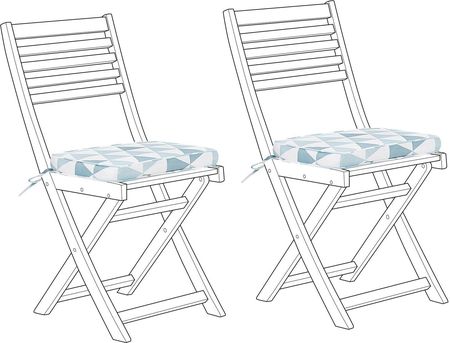 Beliani Zestaw 2 poduszek siedzeniowych na krzesła ogrodowe 38 x 29 cm niebieskie Fiji